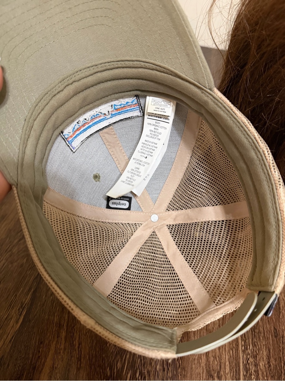 Patagonia Olive and Beige Trucker Hat with Multicolor Patch - Picture 6 of 8